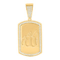 925 Sterling Silver Yellow-tone Mens Cubic-Zirconia ALLAH Religious Symbol Dog Tag Pendant