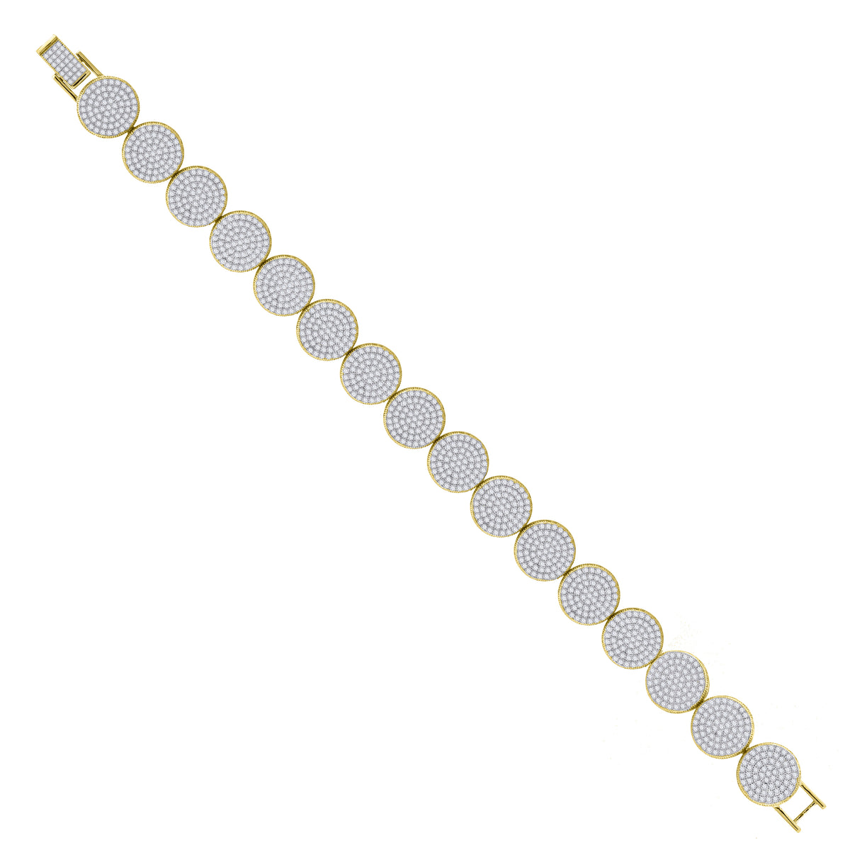 925 Sterling Silver Yellow-Tone Womens Micropave Cubic Zirconia Link Bracelet