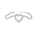 925 Sterling Silver Womens Cubic Zirconia Heart Bracelet