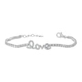 925 Sterling Silver Womens Cubic Zirconia Fancy Love Bracelet