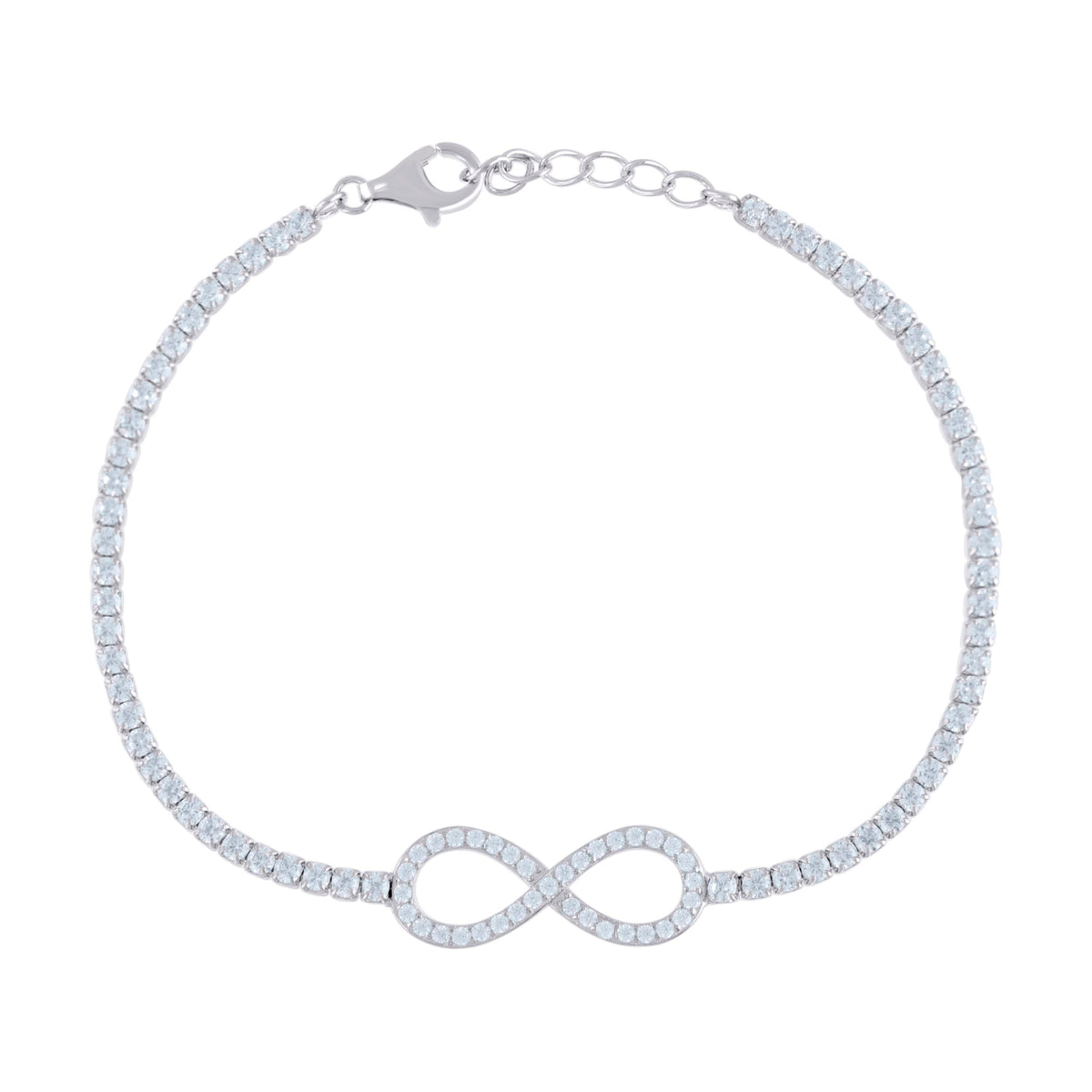 925 Sterling Silver Womens Cubic Zirconia Fancy Infinity Bracelet