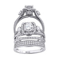 925 Sterling Silver His & Hers Cubic Zirconia Trio Ring Set Size 8
