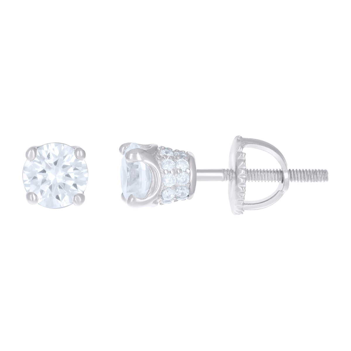 925 Sterling Silver Womens Cubic Zirconia Round Stud Earrings