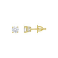 925 Sterling Silver Yellow-Tone Womens Cubic Zirconia Round Stud Earrings