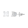 925 Sterling Silver Womens Cubic Zirconia Square Stud Earrings