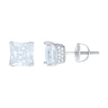 925 Sterling Silver Womens Cubic Zirconia Square Stud Earrings