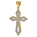 10K Two-tone Gold Mens Cubic-Zirconia Cross Religious Charm Pendant