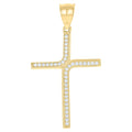 10K Yellow Gold Unisex Cubic-Zirconia Cross Religious Pendant