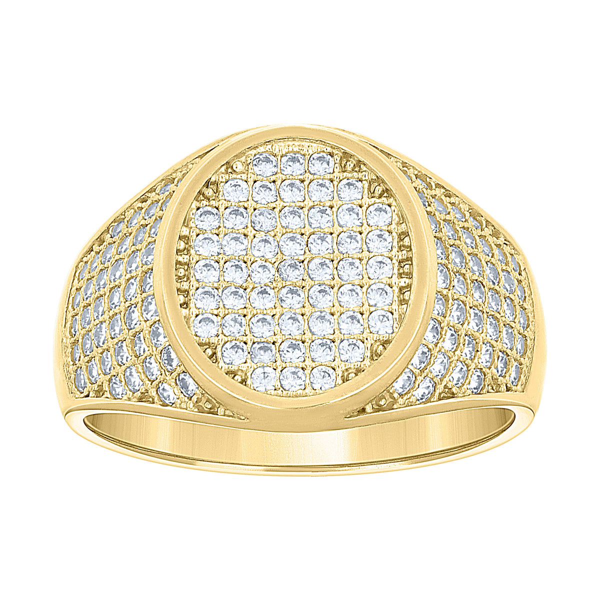 10K Two-Tone Gold Mens Cubic Zirconia Oval Engagement Ring