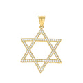 10K Two-Tone Gold Mens Cubic Zirconia Cubic-Zirconia Star Of David Charm Pendant