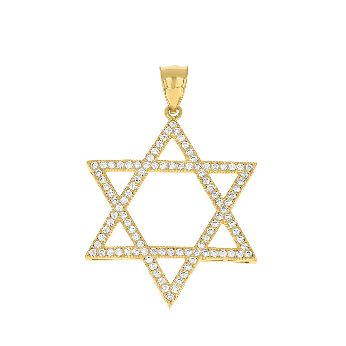 10K Two-Tone Gold Mens Cubic Zirconia Cubic-Zirconia Star Of David Charm Pendant
