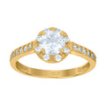 10K Two-Tone Gold Womens Cubic Zirconia Dc Halo Engagement Ring