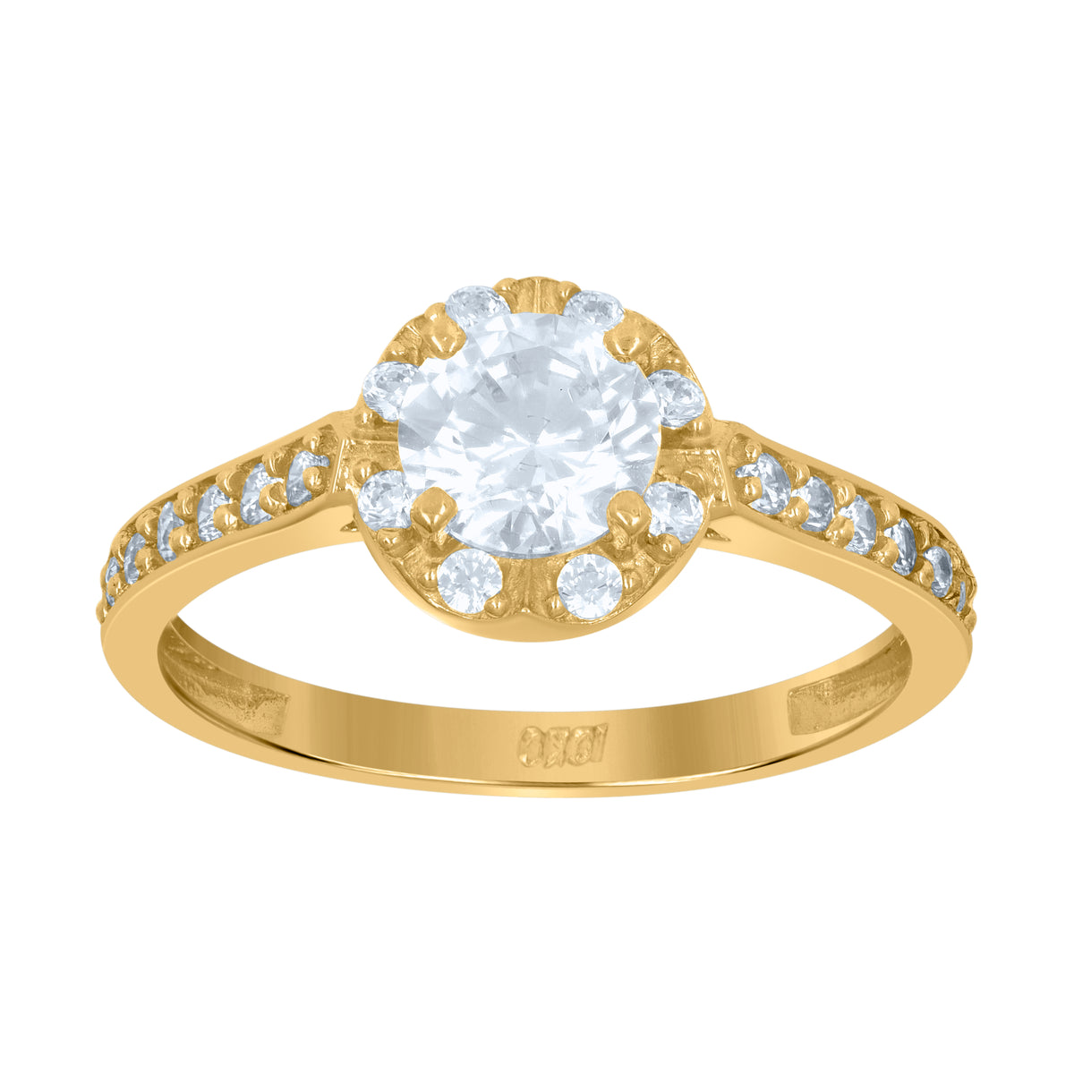 10K Two-Tone Gold Womens Cubic Zirconia Dc Halo Engagement Ring