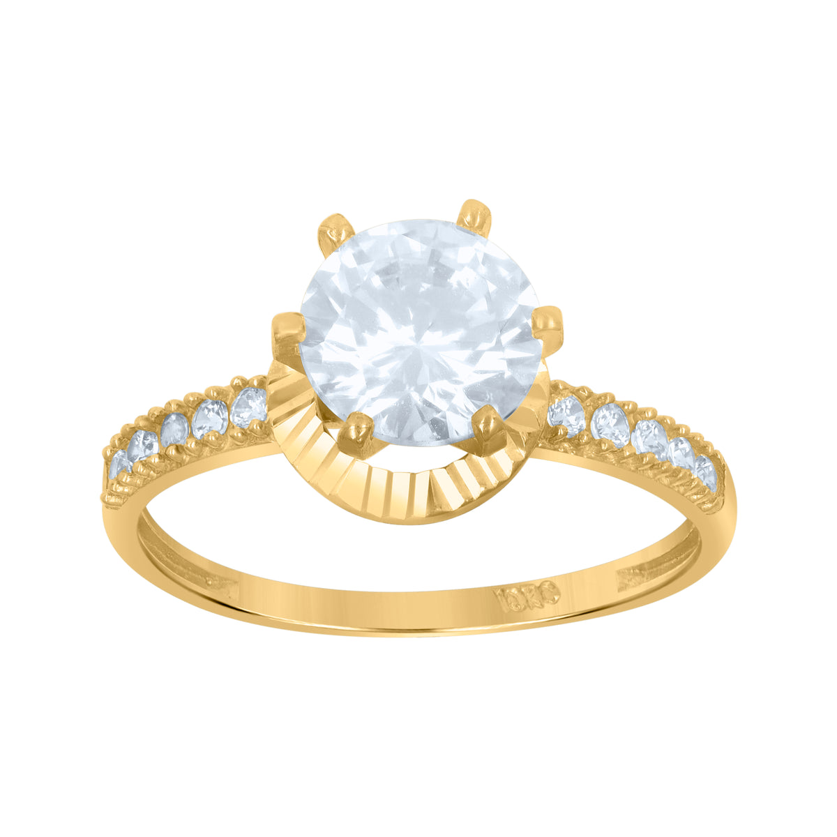 10K Two-Tone Gold Womens Cubic Zirconia Dc Engagement Ring