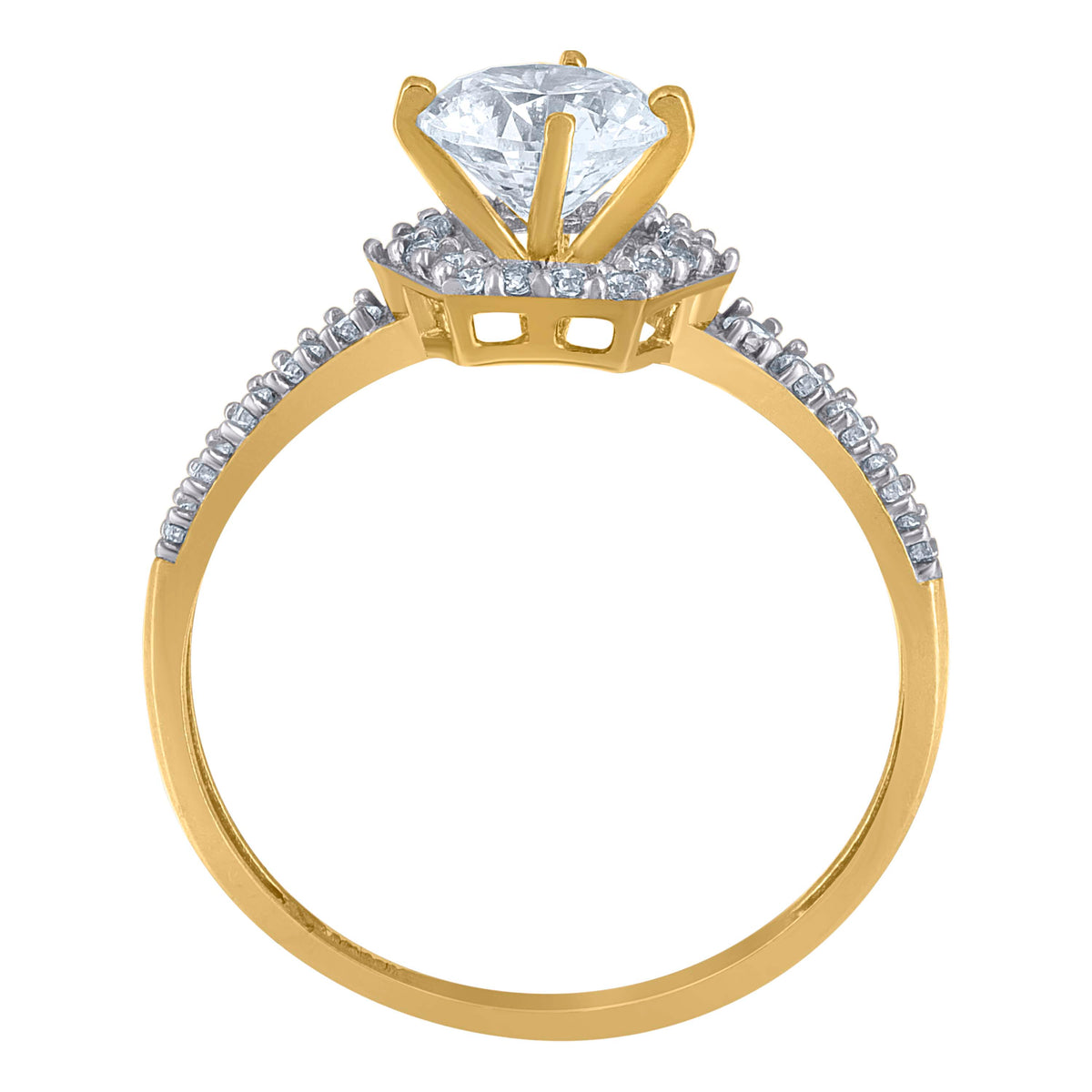 10K Two-Tone Gold Womens Cubic Zirconia Engagement Ring