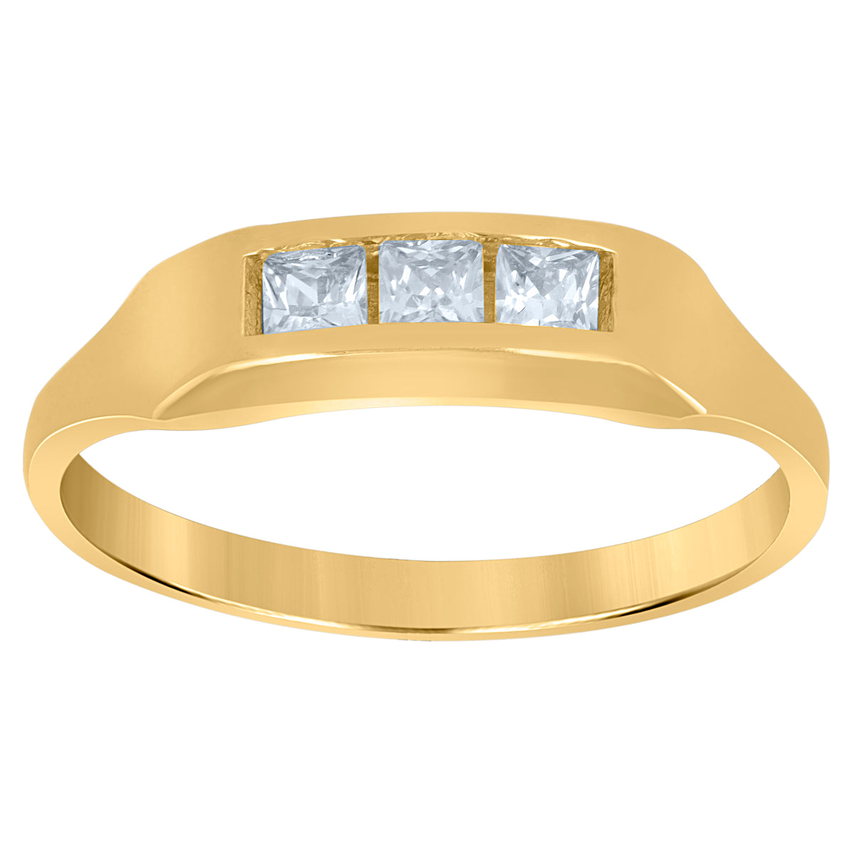 10K Yellow Gold Childs Princess Cut Cubic Zirconia CZ Baby Band Ring