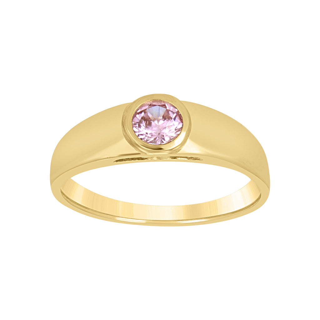 10K Yellow Gold Baby Round Garnet Cubic Zirconia Birth Stone Ring