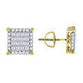 925 Sterling Silver Yellow-Tone Mens Princess Cubic Zirconia Square Stud Earrings