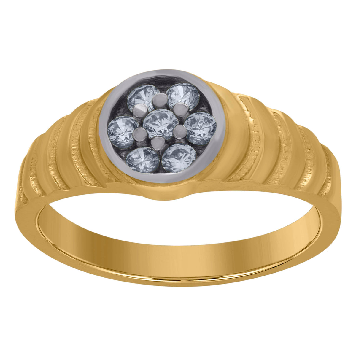 10K Two-Tone Gold Womens Round Cubic Zirconia Engagement Ring