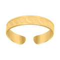10K Yellow Gold Womens Textured Leaf Toe Ring