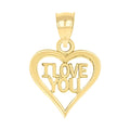 10K Yellow Gold Womens I Love You Heart Charm Pendant