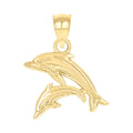 10K Yellow Gold Diamond-Cut Womens Dolphins Animal Charm Pendant