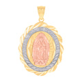 10K Gold Tri-Color Diamond-Cut Womens Ntra Sra De Guadalupe Religious Charm Pendant
