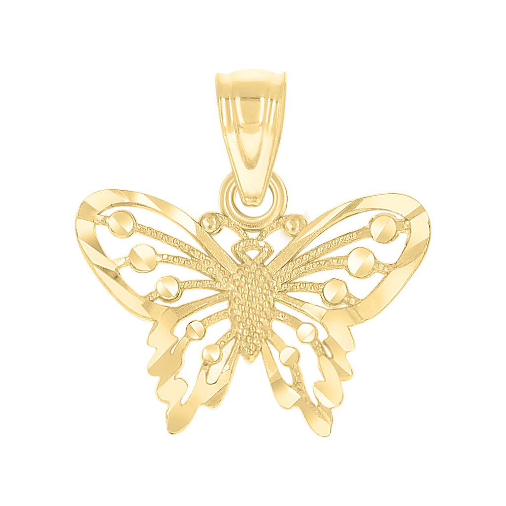 10K Yellow Gold Diamond-Cut Womens Butterfly Animal Charm Pendant