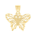 10K Yellow Gold Diamond-Cut Womens Butterfly Animal Charm Pendant