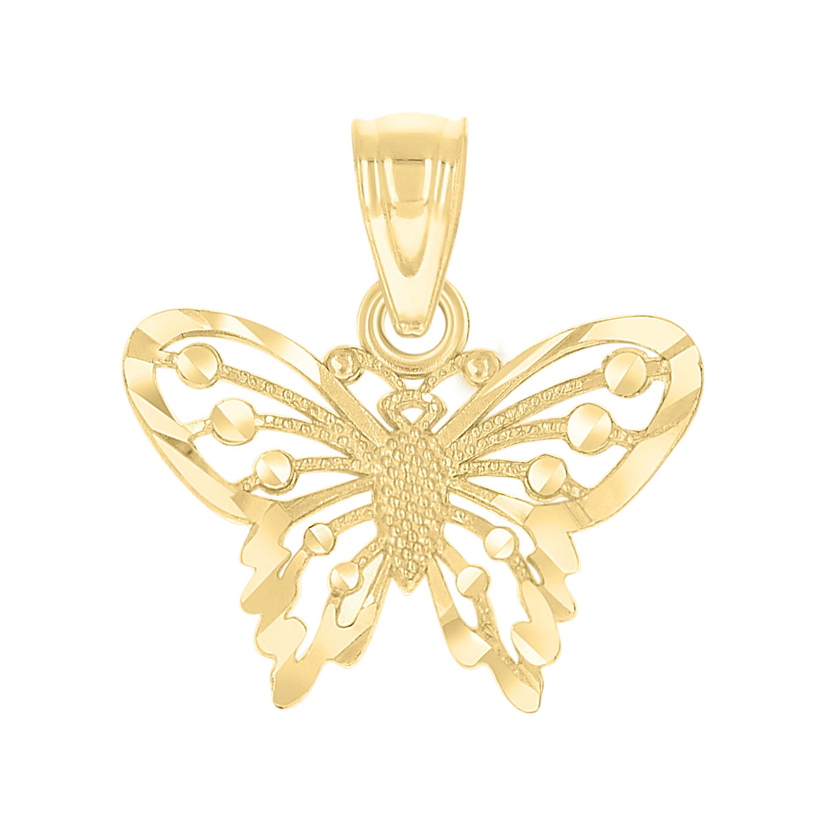 10K Yellow Gold Diamond-Cut Womens Butterfly Animal Charm Pendant