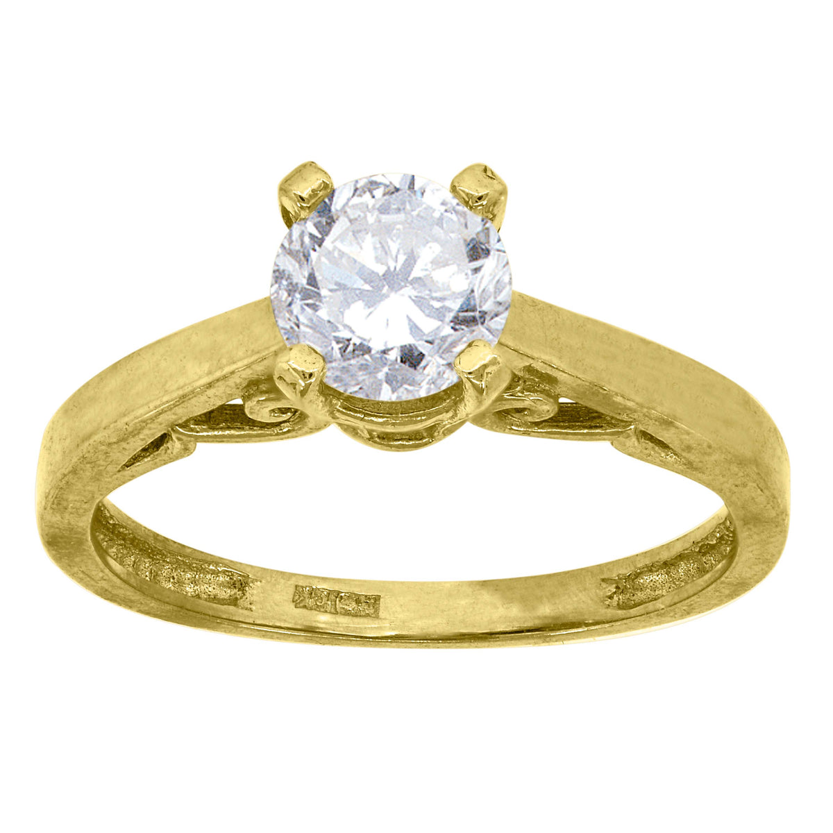 10K Yellow Gold Womens Cubic Zirconia Engagement Ring