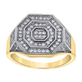 10K Two-Tone Gold Mens Cubic-Zirconia Octagon Head Fashion Ring