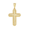 10K Yellow Gold Diamond-Cut Mens Nugget Cross Religious Charm Pendant