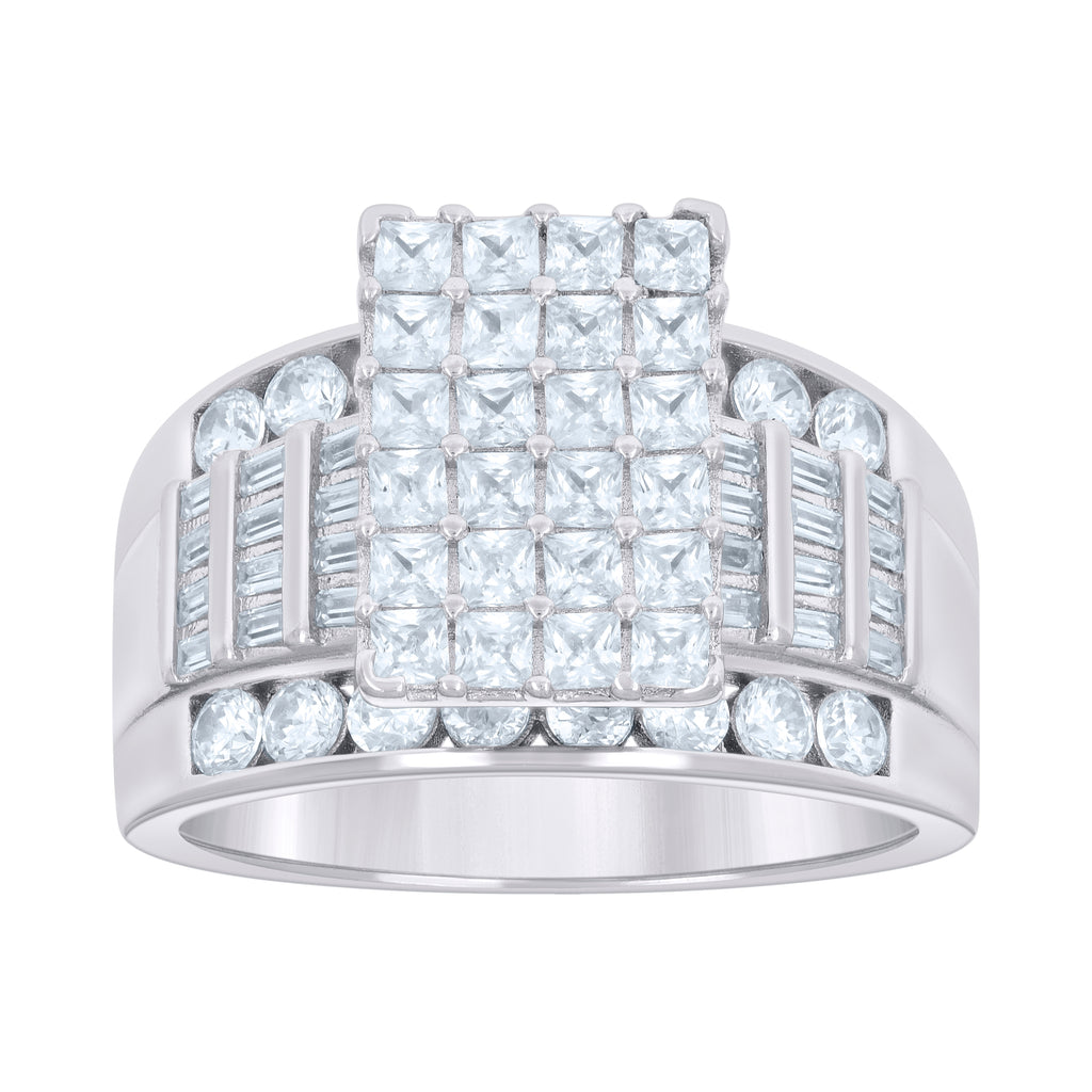 925 Sterling Silver Womens Cubic Zirconia Cinderella Ring
