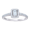 925 Sterling Silver Womens Emerald Round Cubic-Zirconia Engagement Ring Size 7