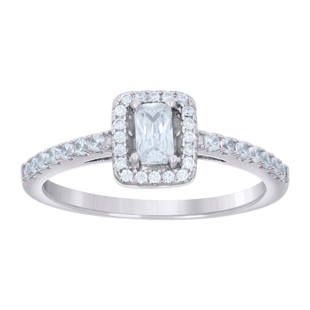 925 Sterling Silver Womens Emerald Round Cubic-Zirconia Engagement Ring Size 7