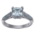 925 Sterling Silver Womens CZ Size-9 Princess-Cut Square Center Stone Bridal Wedding Engagement Anniversary Band Ring