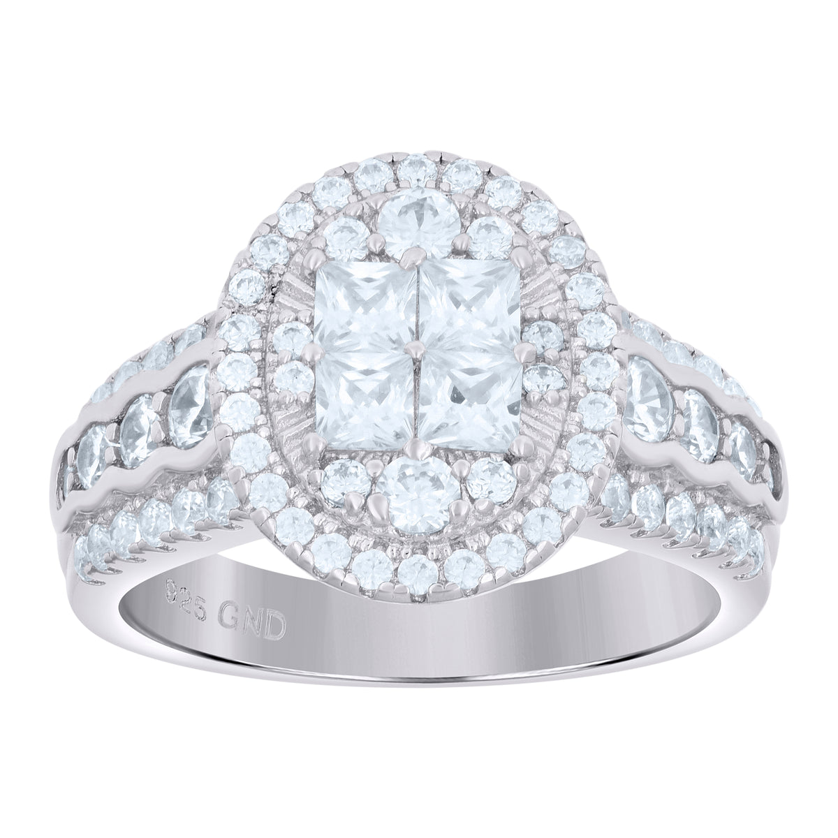 925 Sterling Silver Womens Cubic Zirconia Oval Engagement Ring