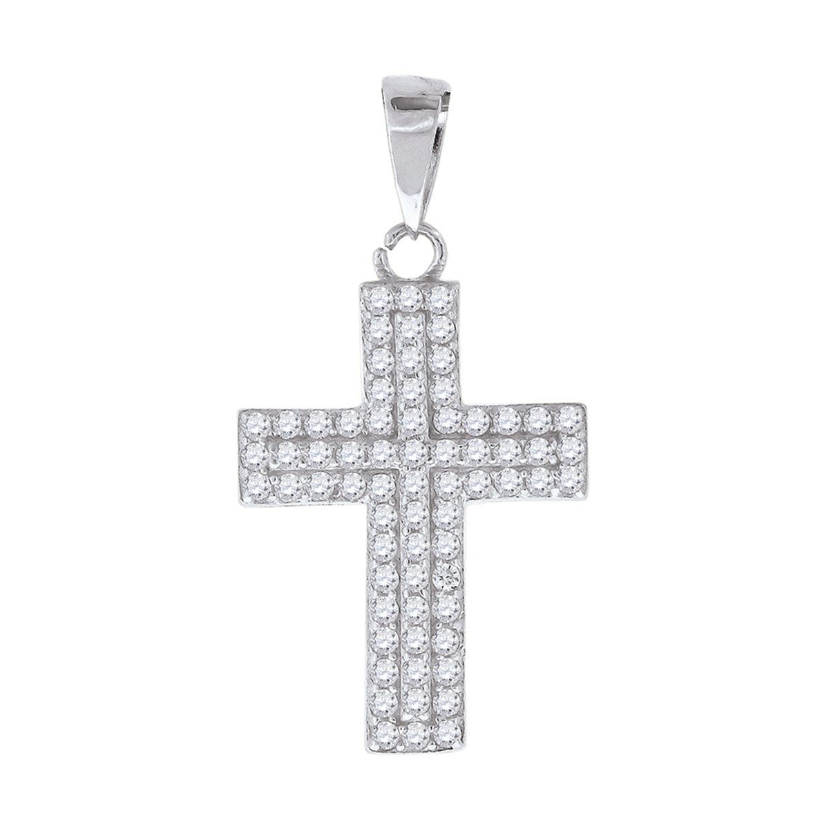 925 Sterling Silver Mens Cubic Zirconia Cross Religious Charm Pendant