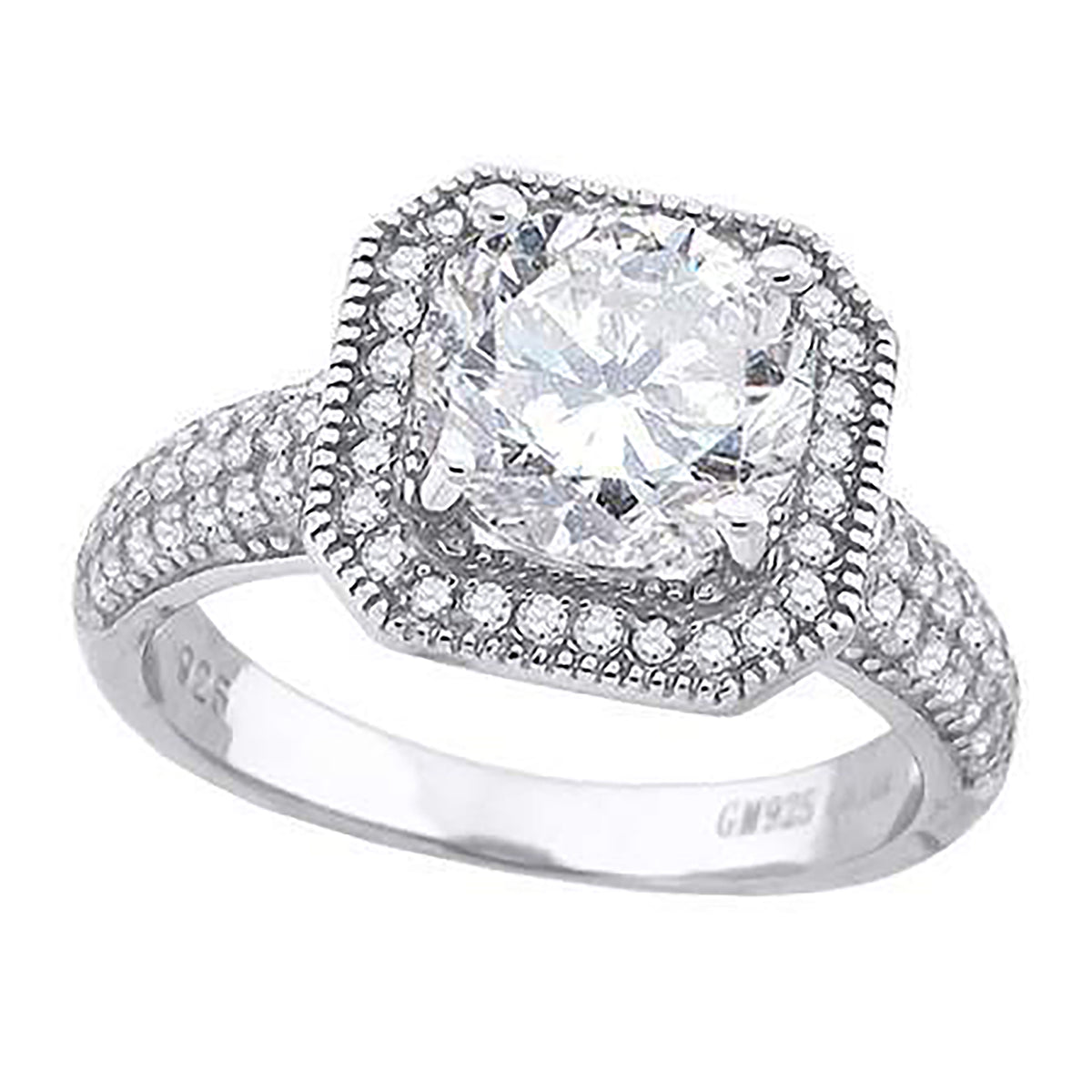 925 Sterling Silver Womens Cubic Zirconia Engagement Ring Size 8