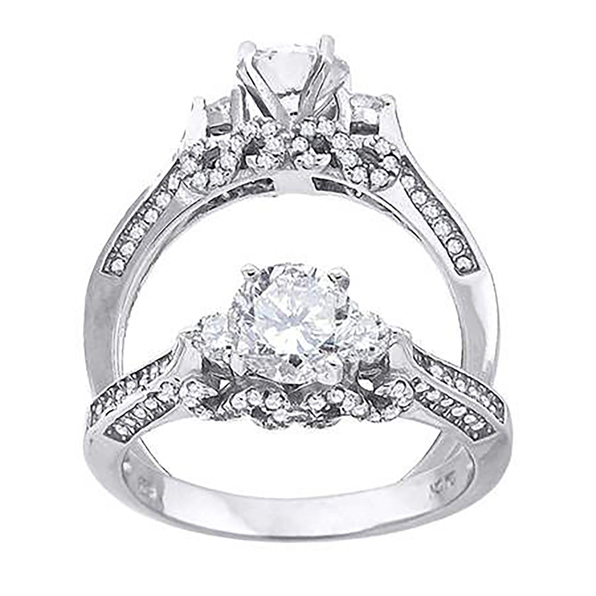 925 Sterling Silver Womens Cubic Zirconia Engagement Ring Size 7