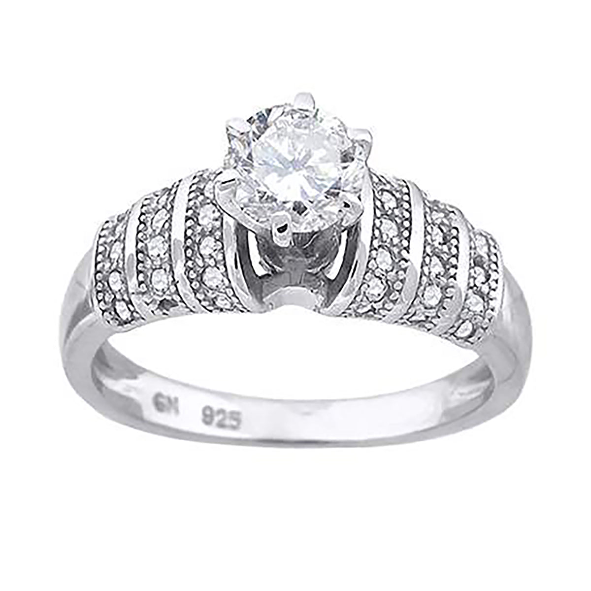 925 Sterling Silver Womens Cubic Zirconia Engagement Ring Size 8