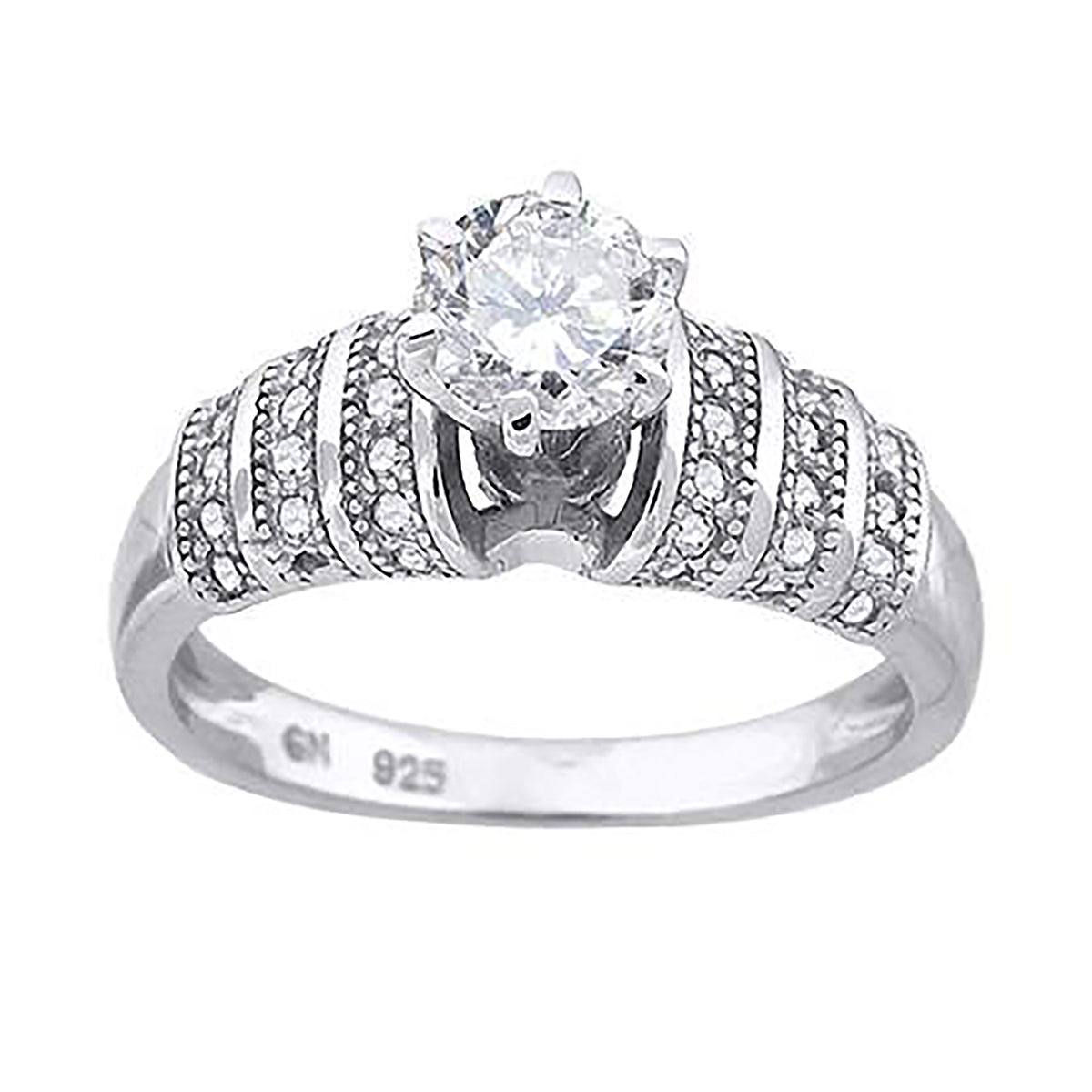925 Sterling Silver Womens Cubic Zirconia Engagement Ring Size 9