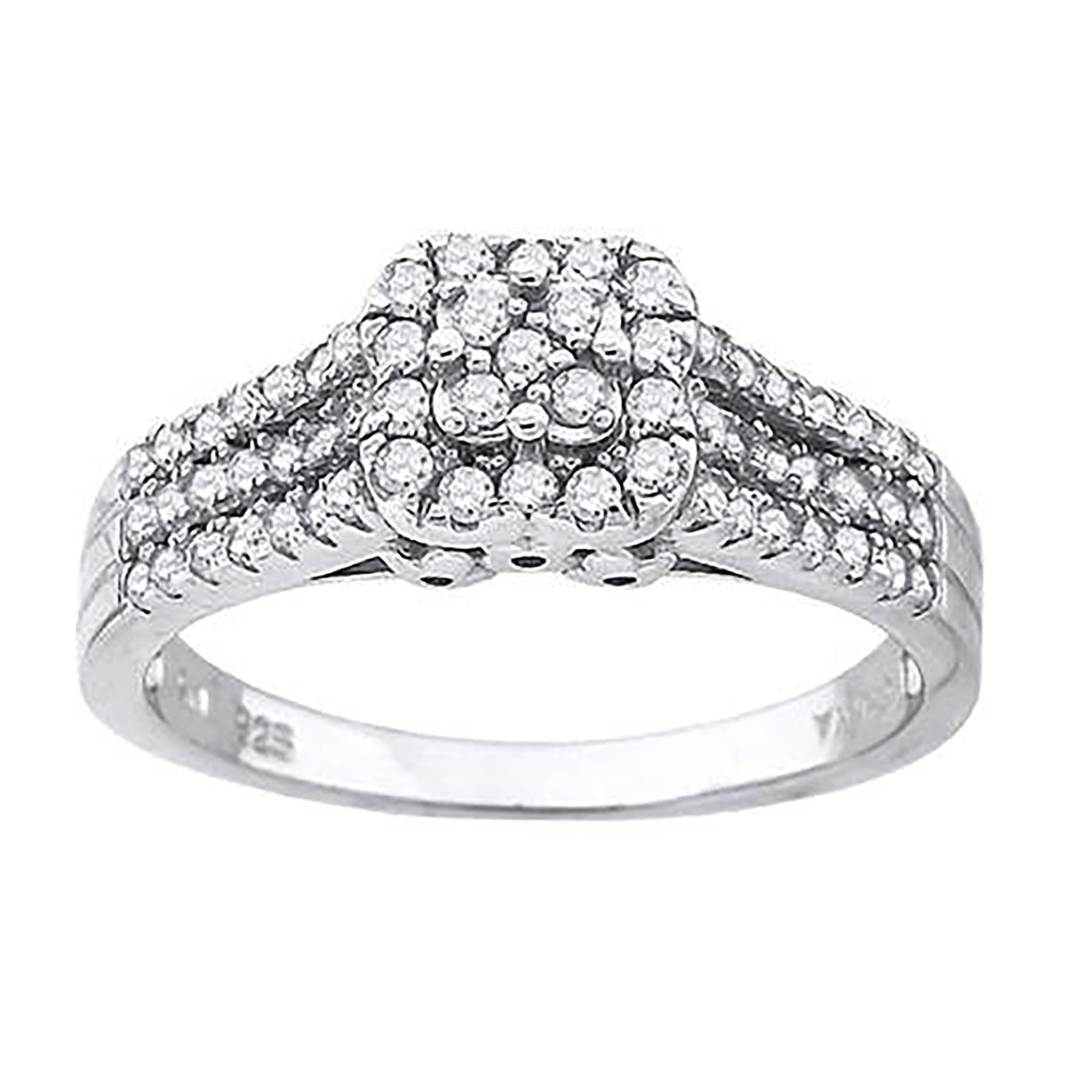 925 Sterling Silver Womens Cubic Zirconia Square Engagement Ring Size 8