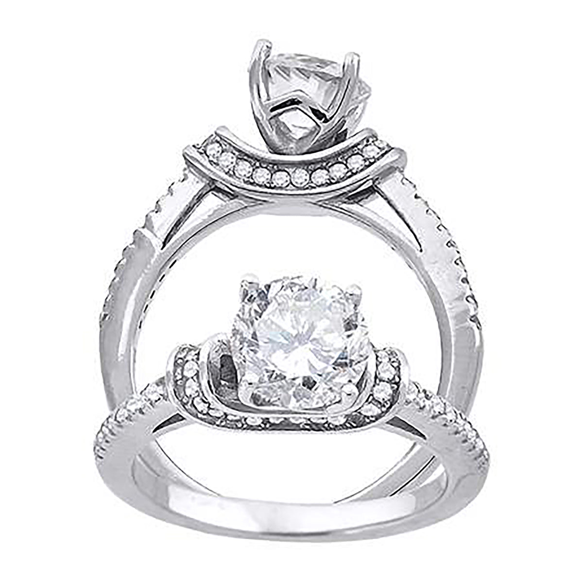 925 Sterling Silver Womens Cubic Zirconia Engagement Ring Size 9