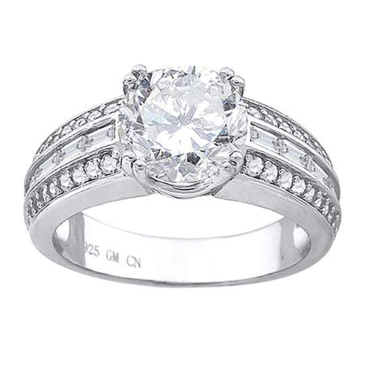 925 Sterling Silver Womens Cubic Zirconia Engagement Ring Size 9