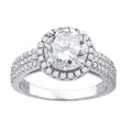 925 Sterling Silver Womens Cubic Zirconia Halo Engagement Ring Size 7
