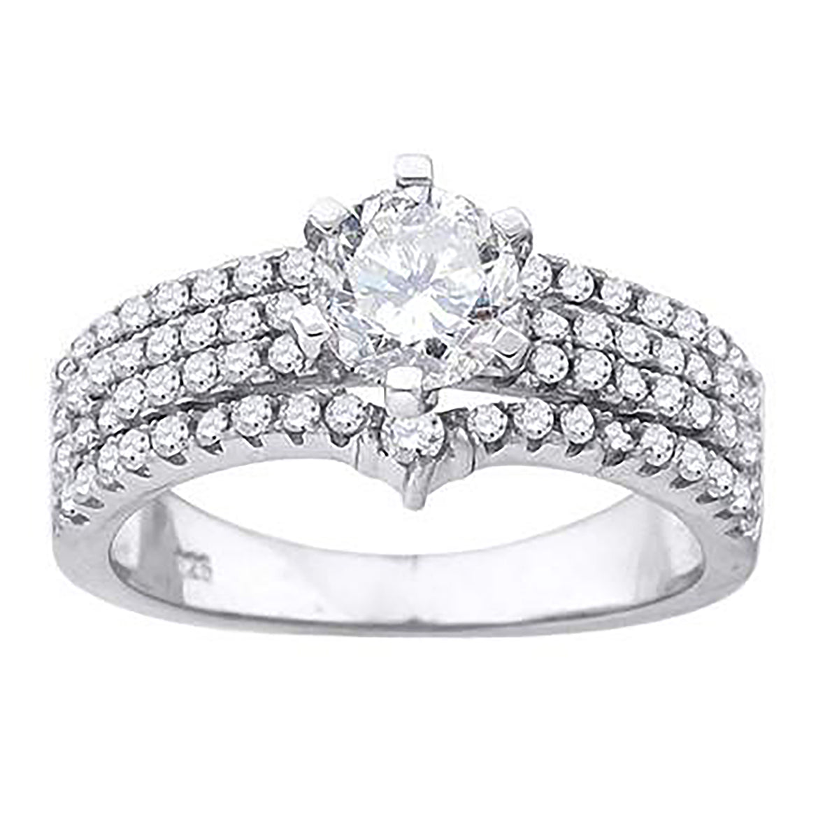 925 Sterling Silver Womens Cubic Zirconia 4 Row Engagement Ring