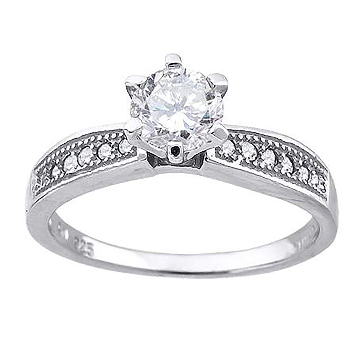 925 Sterling Silver Womens Cubic Zirconia Fashion Migraine Engagement Ring Size 8