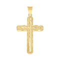 10K Yellow Gold Diamond-Cut Mens Cross Religious Charm Pendant